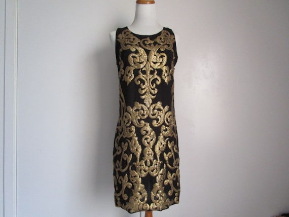 Vintage Modern Black and Golden Metallic Gold Sequin Embellished Shift Knee Midi Dress Beautiful Details Cocktail Evening Special Occasion S - Etsy Australia Vintage Modern Black and Golden Metallic Gold Sequin Embellished Shift Knee Midi Dress Beautiful Details Cocktail Evening Special Occasion S - Etsy Australia