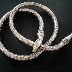 WHITING & DAVIS Silver Tone Mesh Serpent Scales Snake W  display picture 1