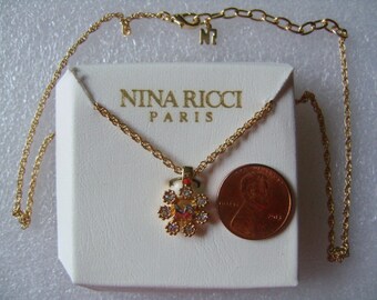 NINA RICCI Paris NR ロゴ チャーム ゴールドメッキ タイニーチェーン