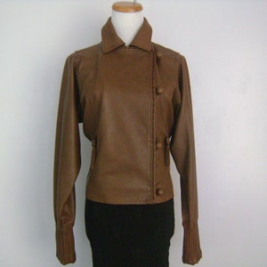 YSL Yves Saint Laurent Italy Brown Butter Soft Leather Rope Style Trim Tassel Zipper Silk Lined Ribbed Cuffs & Hem Women Jacket Size 34 XS-S