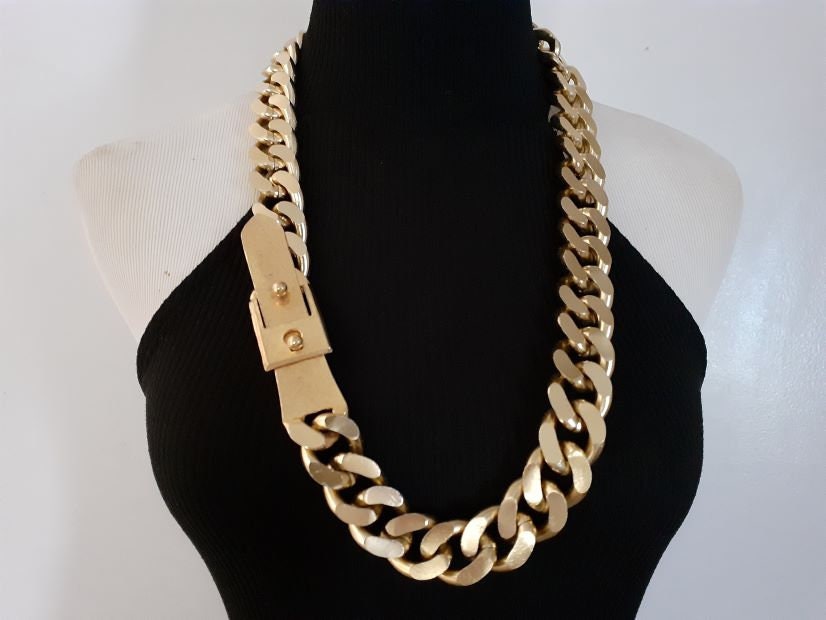 Fabulous Accessocraft NYC Yellow Gold Tone Jumbo Miami Curb Link