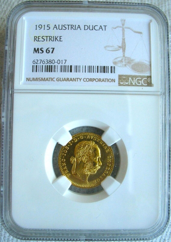 Austria Ducat Gold Coin 1915 Restrike MS 67 NGC Graded Mint