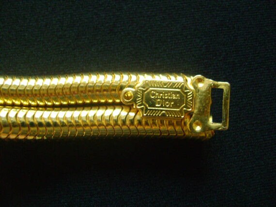 Superb Vintage CHRISTIAN DIOR Gold Plated Double Snake Chain  display picture 3