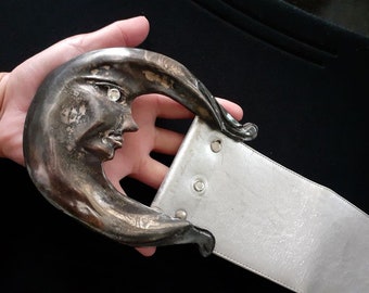 1980s LALOON Exclusive Design Silver Pewter Tone Metal Clear
