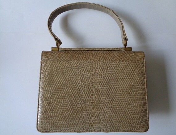 Vintage BELLESTONE Timeless Beauty Bag Exotic Reptile Genuine Lizard Skin Top Handle Handbag Purse Tan green W Gold Tone Accent Etsy Australia