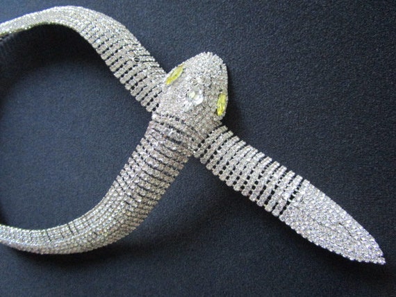 Dazzling Silver Tone W/ Sparkling Rhinestone Snak… - image 6