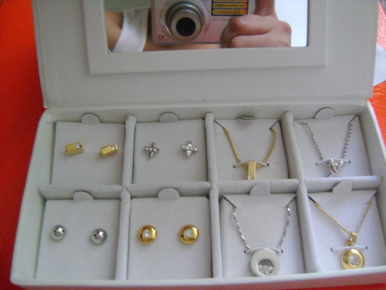 Designer PIERRE CARDIN Fashion Bijoux 8 Piece Stud Earrings and Pendants Necklaces Jewellery Sets Original Presentation Gift Box With Mirror
