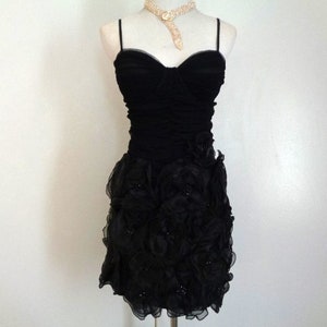 Gorgeous CELO Made In Argentina Beaded Floral Applique Embellishments Skirt Black Tulle Bustier Top Dress Party Event Birthday Outfits S-M