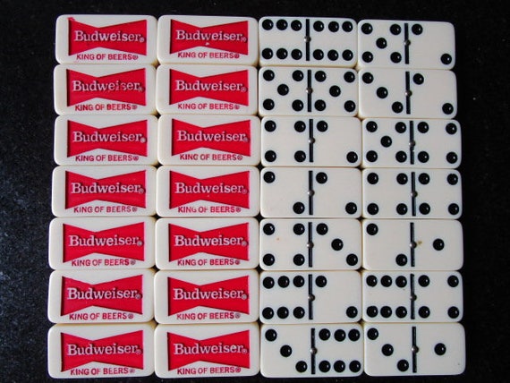 Cool Vintage Budweiser Logo Bud King Of Beers Double Six White Red Black Domino 28 Dominoes Tile Games Gambling Toy Perfect for Beer Lovers