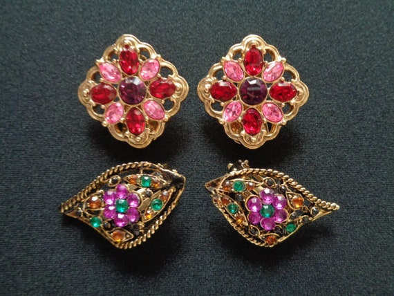 Gorgeous 2 Pair of Vintage Earrings Jewelry Gold … - image 1
