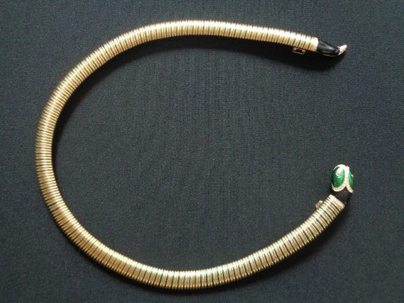 Yellow Gold Plated Tubogas Omega Chain Snake Coll… - image 9