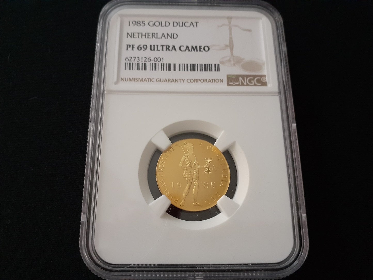 1985 Netherlands Gold Ducat Proof NGC PF 69 Ultra Cameo Finest