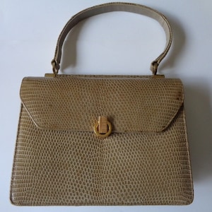 VARNON Rare Vintage Real Snake Lizard Skin Leather Tan HandBags