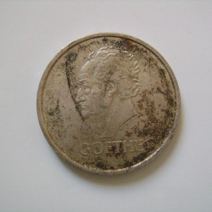 1932 A Germany Weimar Republic 3 Drei Reichsmark Silver Coin Centenary of Death of German Writer & Statesman Johann Wolfgang von Goethe Coin image 1