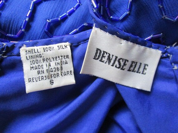Stunning Vintage DENISE ELLE Royal Blue Silk Irid… - image 10