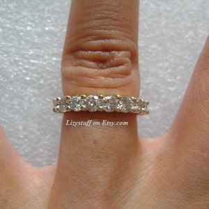 1.13 Carat Round Shaped Diamond 8-Stone Eternity Anniversary Wedding Band Ring Size 5 Clarity I1-I2 Color G-H Near Colorless 14K Yellow Gold