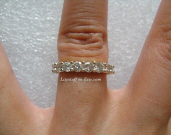 1.13 Carat Round Shaped Diamond 8-Stone Eternity Anniversary Wedding Band Ring Size 5 Clarity I1-I2 Color G-H Near Colorless 14K Yellow Gold
