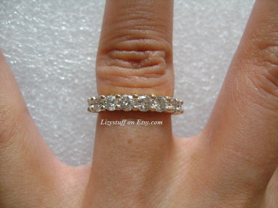 1.13 Carat Round Shaped Diamond 8-Stone Eternity Anniversary Wedding Band Ring Size 5 Clarity I1-I2 Color G-H Near Colorless 14K Yellow Gold