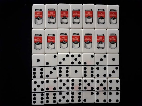 Rare Old Milwaukee Beer Red Black Can Designs Marblelike Dominoes