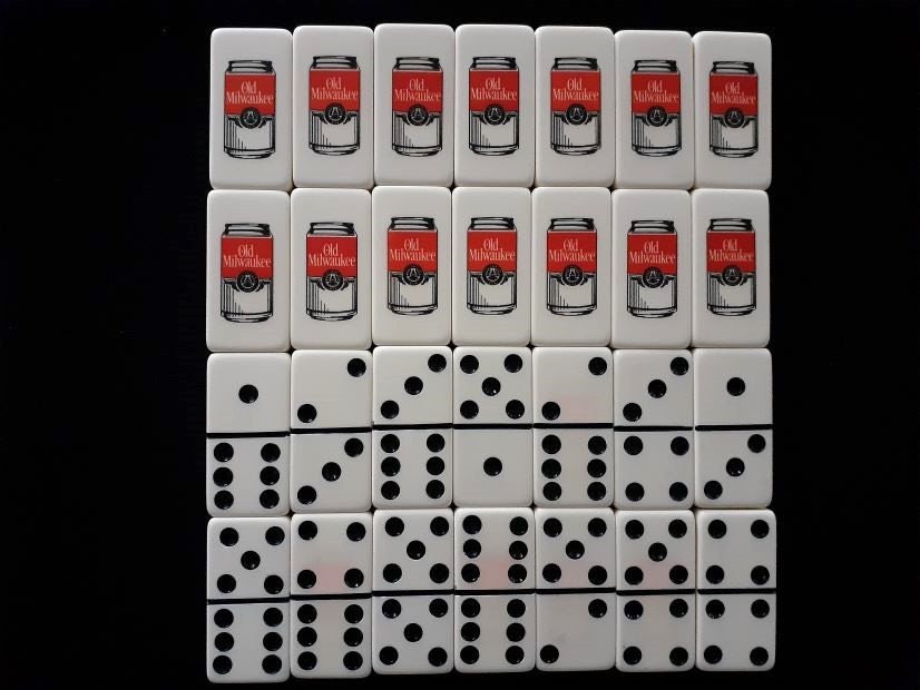 Rare Old Milwaukee Beer Red Black Can Designs Marblelike Dominoes