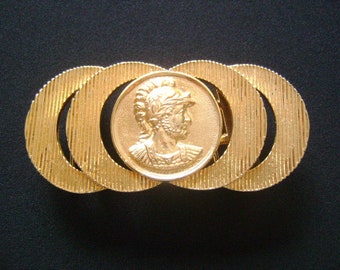1984 Mimi Di N Texturado Oro Tono Guerrero Roman Soldier Centurion Faux Medalla Moneda Hebilla para 1-1/4"Cinturón ancho Unisex Hombre > Mujer Accesorios