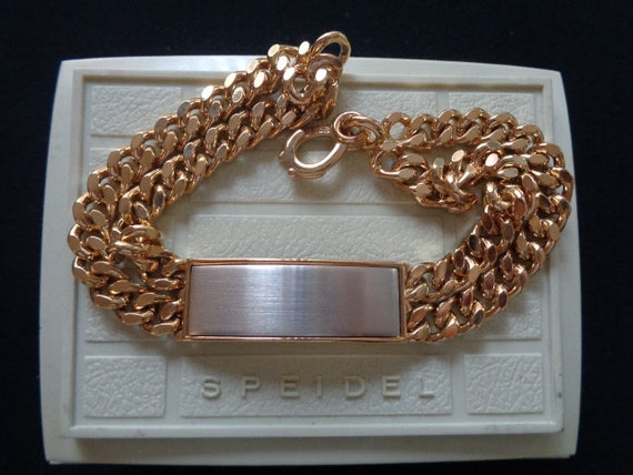 Men's ID Bracelet, Silver and Gold Engravable Plaque | Speidel Silver