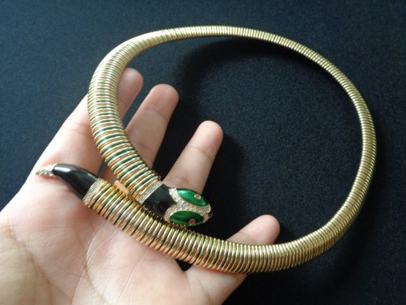 Yellow Gold Plated Tubogas Omega Chain Snake Coll… - image 7