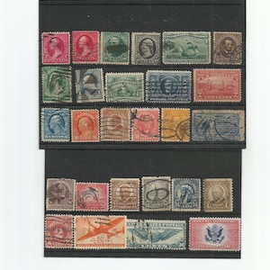 US Stamp Collection 27 Post Briefmarken eine Vielzahl von Gebraucht und Mint sammel Porto 1800er bis 1930er Jahre kommt mit Briefmarken Karten