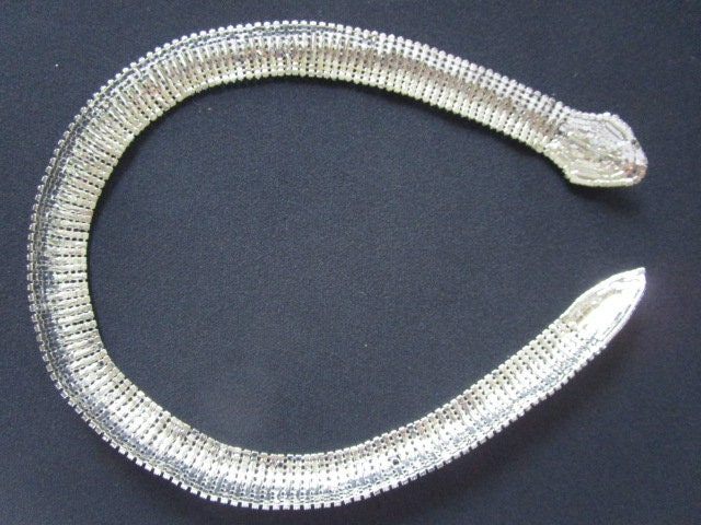 Dazzling Silver Tone W/ Sparkling Rhinestone Snake Serpent