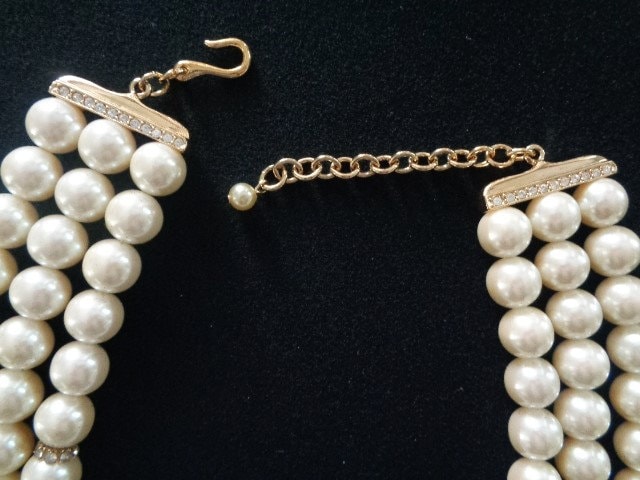 FRANKLIN MINT Shakira Caine Pearlessence 3-strand Luminous Faux