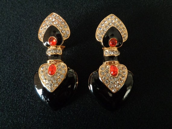 Gorgeous Black Gloss Color Enamel With Ruby Red C… - image 9