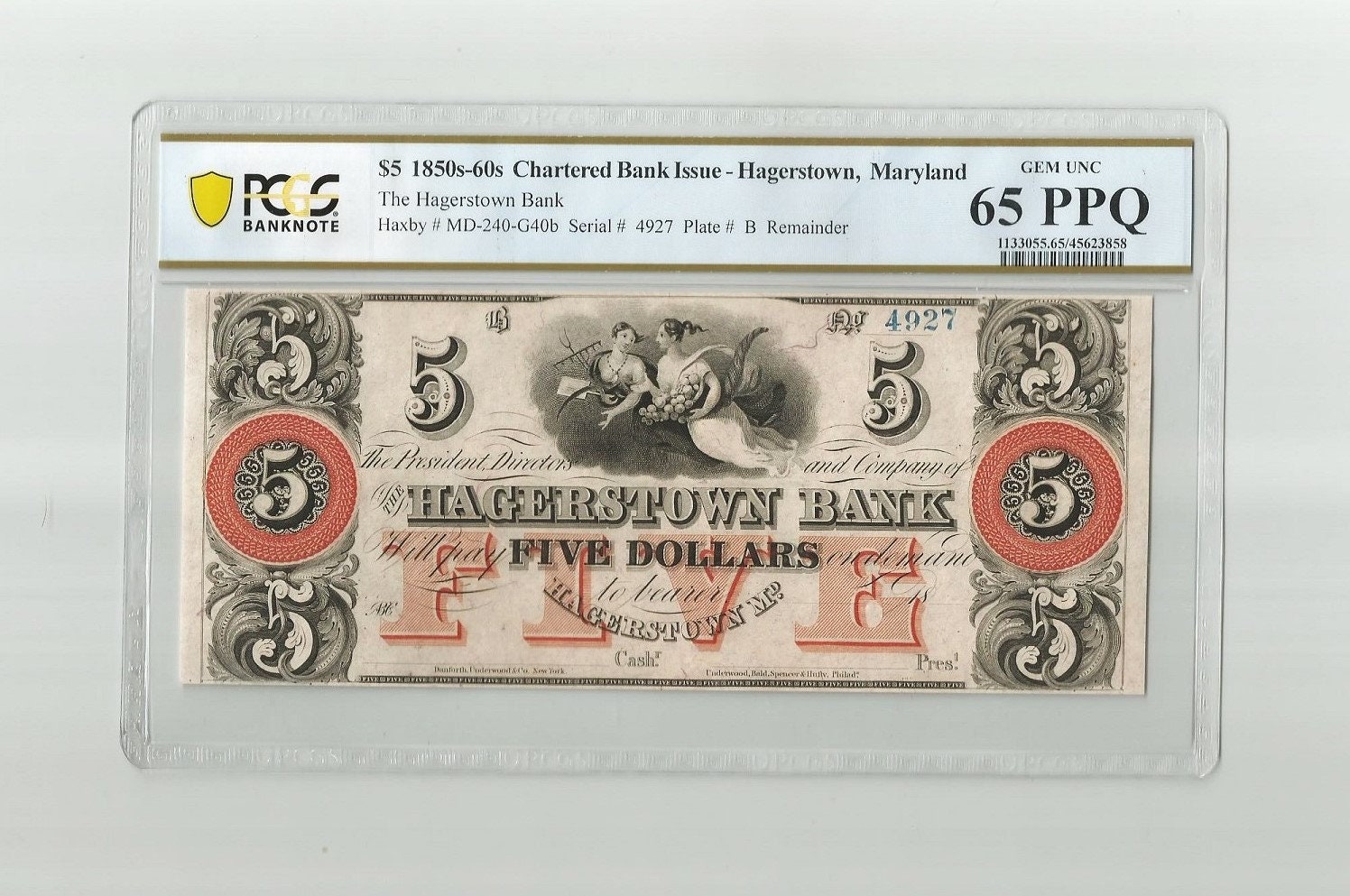 1800 Five 5 Dollar Bill Paper Money Obsolete Remainder Note Hagerstown 1800 Five 5 Dollar Bill Paper Money Obsolete Remainder Note Hagerstown