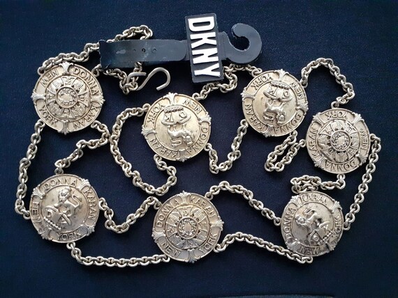 Vintage DKNY Donna Karan New York City Brass Metal Medallion  display picture 3