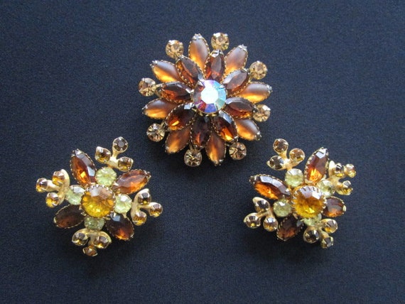 Mesmerizing Vintage JUDY LEE Jewelry Orange  Citr… - image 1