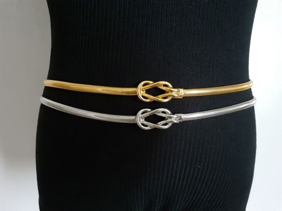 Vintage Women’s Dual Tone Skinny Metal Belt VTG Belts Women main image 2