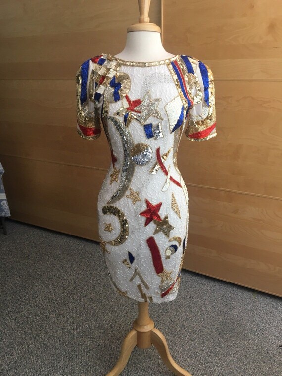 Rare Vintage NITELINE Patriotic Colors White Blue… - image 2