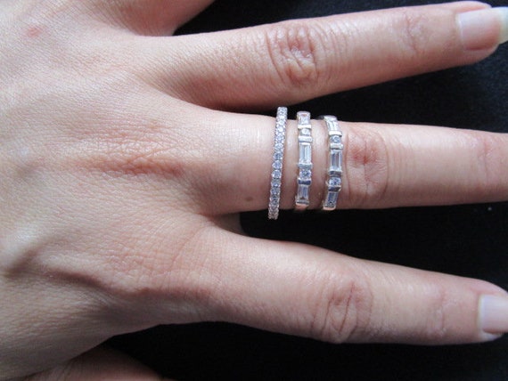 Eternity Anniversary Stackable Rings Band 925 Sil… - image 1