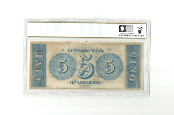 1850s 5 Five Dollar Bill PCGS 64 Citizens Bank of Louisiana New