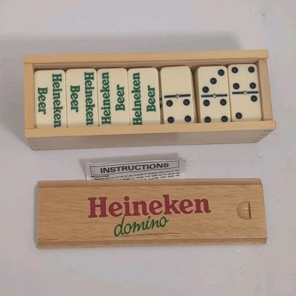 Awesome Vintage Heineken Logo Dutch Beers Dominoes 28 Set Double