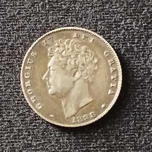 1828 Great Britain British UK Sterling Silver 6 Sixpence Old Coin King George IV Antique Low Mintage Collectible Lucky Bride Wedding Momento
