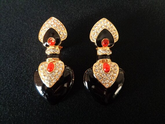 Gorgeous Black Gloss Color Enamel With Ruby Red C… - image 10