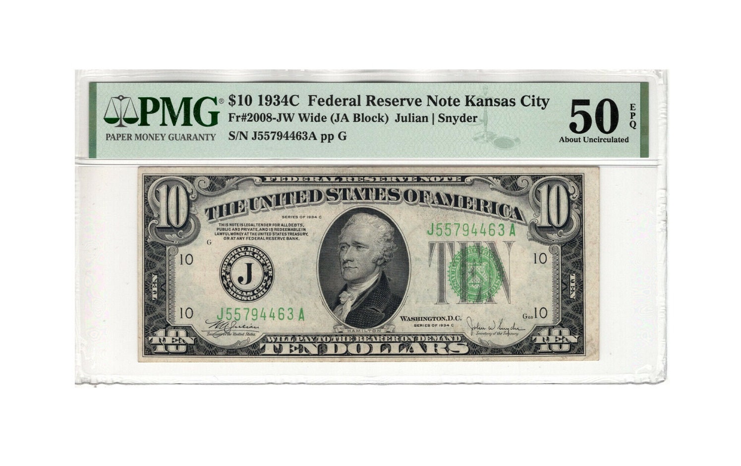 1963-A Ten Dollar Bill $10 Green Seal Federal Reserve Note - Old U.S.  Currency