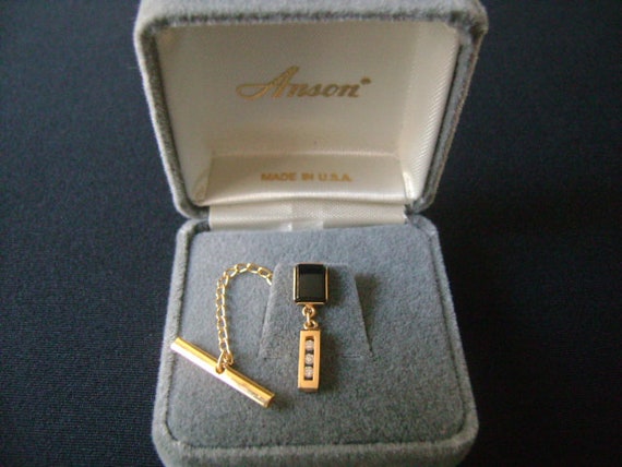 ANSON Gold Plated With Rectangular Cut Black Onyx… - image 5