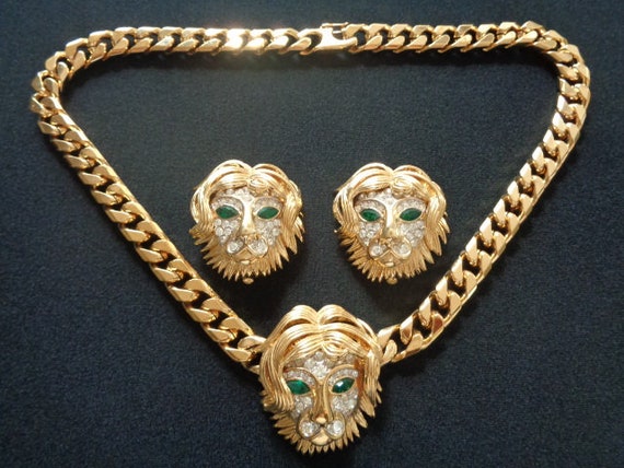 Rare D ORLAN Dorlan Jewelry Set Gold Plated Striking Figural Wild