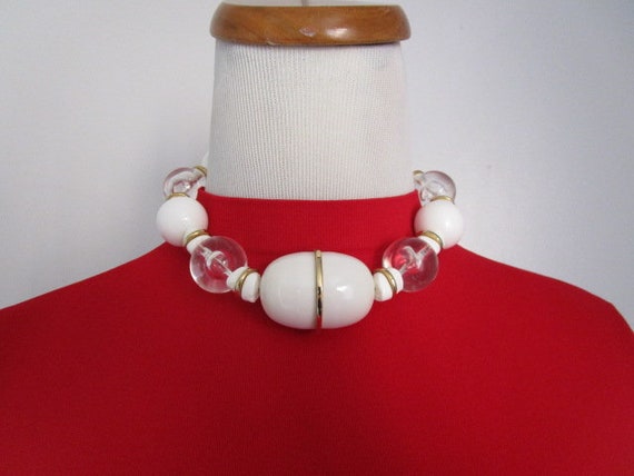 Vtg PIERRE CARDIN Mod Retro Jewelry White & Clear… - image 7