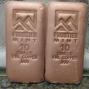 2 Pcs AVDP 10 Ounce Each 20 Oz Total .999 Pure Fine Copper Bar