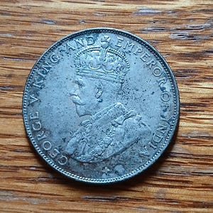 1921 Straits Settlements Silver 50 Cents Coin King George V Antique Collectible Old British Empire United Kingdom Money Man Fathers Day Gift