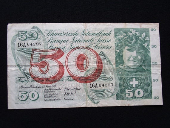 Swiss Switzerland 50 Francs Franken Banknote P 48c Paper Money Etsy