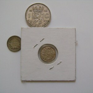 Dutch Holland Netherlands 3 Silver Coin Collection Lot 1956 One 1 Guilder and 1927 and 1941 10 Cents Queen Wilhelmina & Queen Juliana Coins