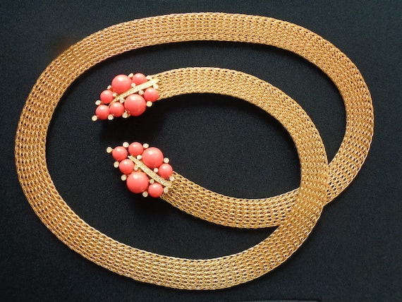 Vintage mesh and cabachon bead chain belt Vintage Cabochon Chain Belt - Etsy main image 4